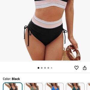 Black and Pink High-Waisted Bikini Set